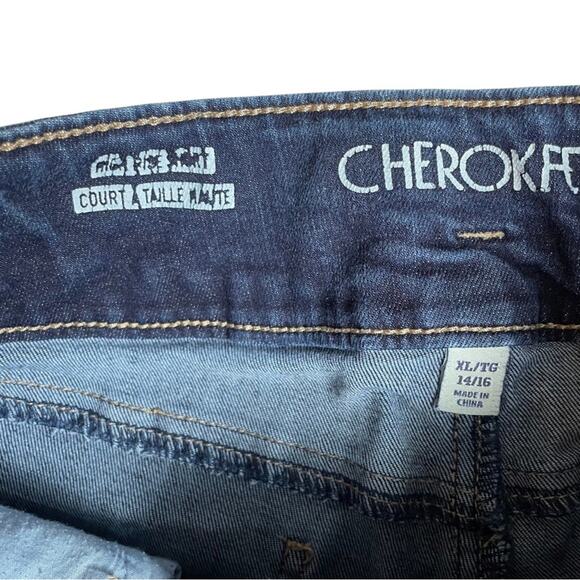 Girls Cherokee High Rise Jean Shorts Roll Up Hem Double Button Adjustable Denim - Picture 4 of 7